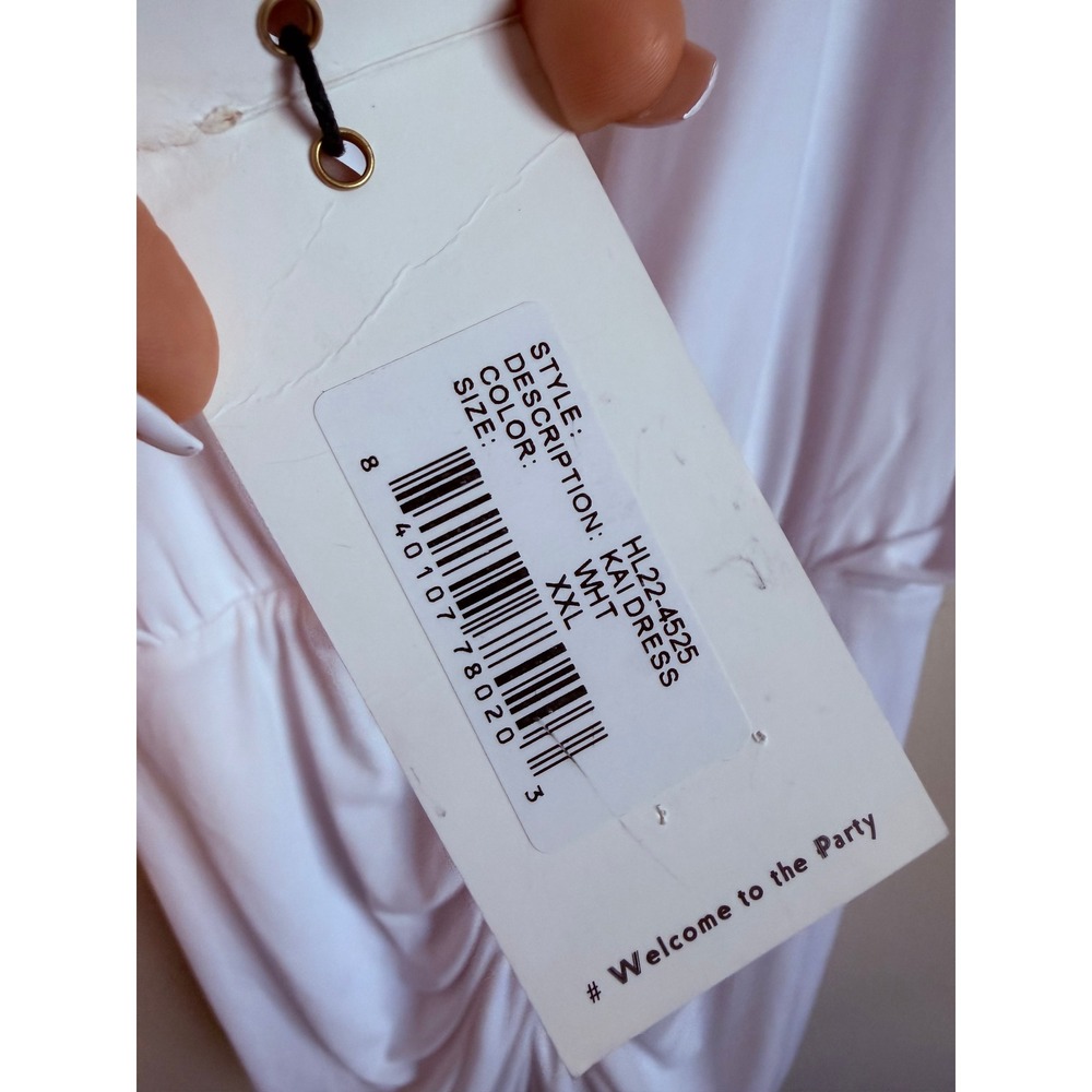 Retrofête Dress Women XXL White‎ Kai Dress Mini Ruched V-Neck Jersey NWT - Picture 6 of 10